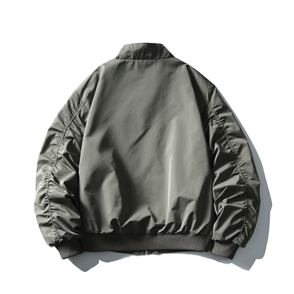 ポリエステルサテン　リブスタンドカラー　ジャケット　N1084