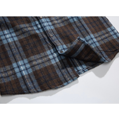 レトロチェック　起毛　シャツジャケット　N1008