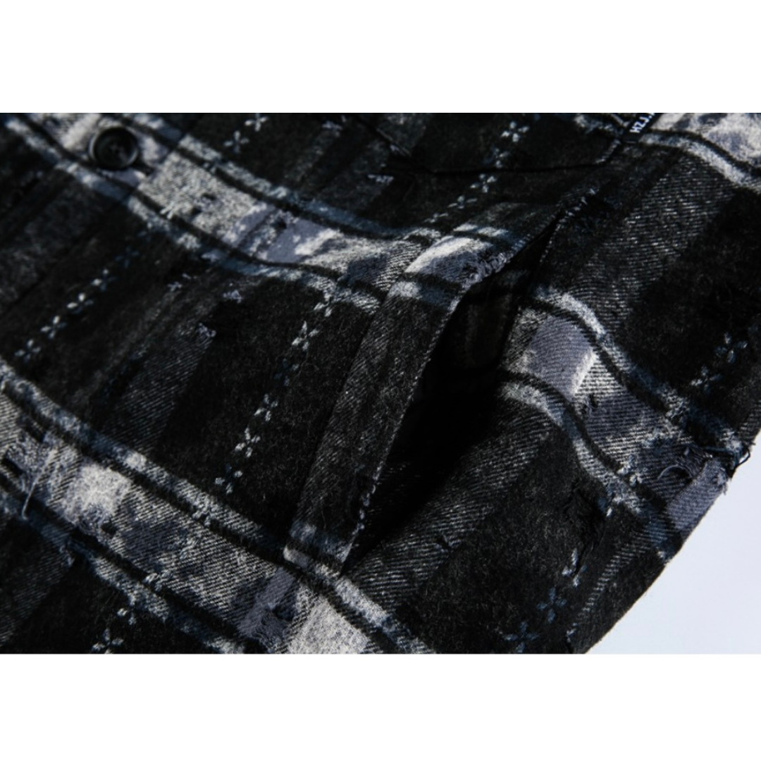 フェードダイ　チェック　シャツジャケット　N1006