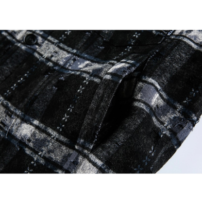 フェードダイ　チェック　シャツジャケット　N1006