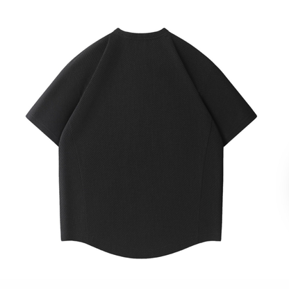 ポリエステル　ミニワッフル　ラウンドヘム　Tシャツ　N1560