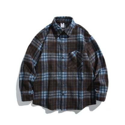 レトロチェック　起毛　シャツジャケット　N1008