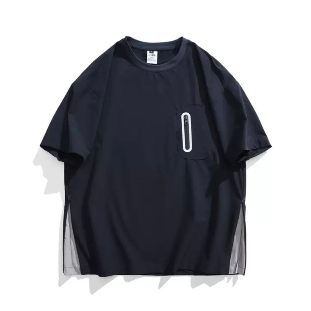 バイカラースリット　ストレッチナイロン　Tシャツ　N1582