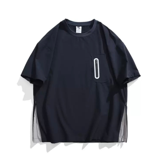 バイカラースリット　ストレッチナイロン　Tシャツ　N1582