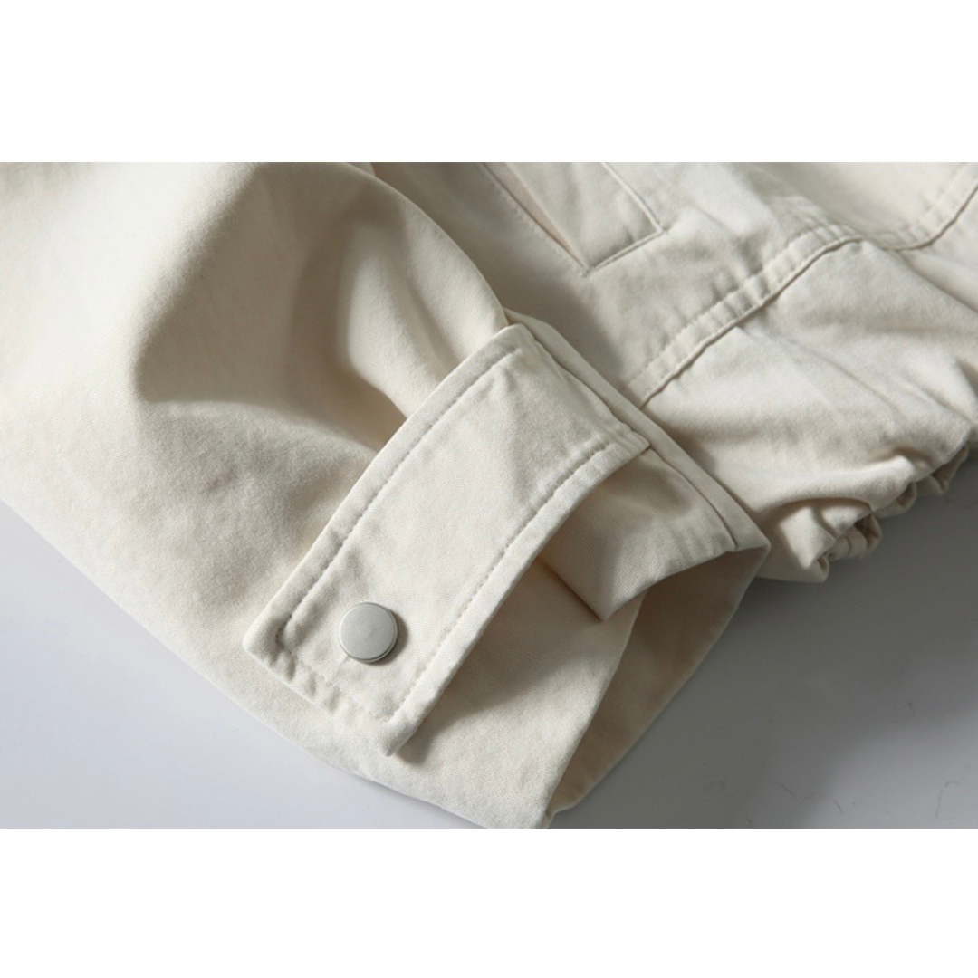 コンパクトツイル　PUレザーカラー　ジャケット　N1140