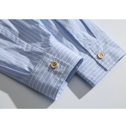 ポケット付き　バンドカラー　プルオーバーシャツ　N1089