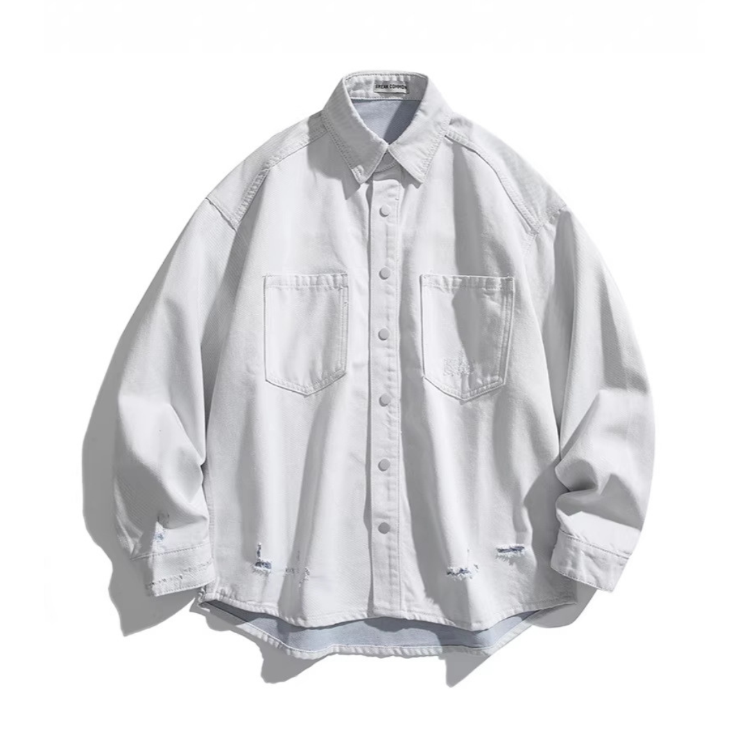 ダメージ　デニム　シャツジャケット　N1095