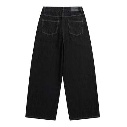 ダブルニー　ブラックデニム　ワイドストレートパンツ　N1204
