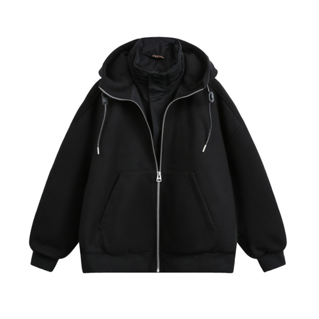 ダウンライナー　フェイクレイヤード　フードジャケット　N1007