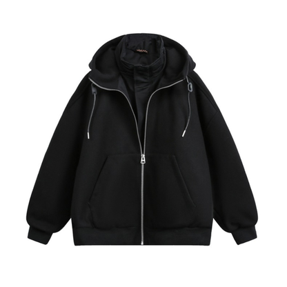 ダウンライナー　フェイクレイヤード　フードジャケット　N1007