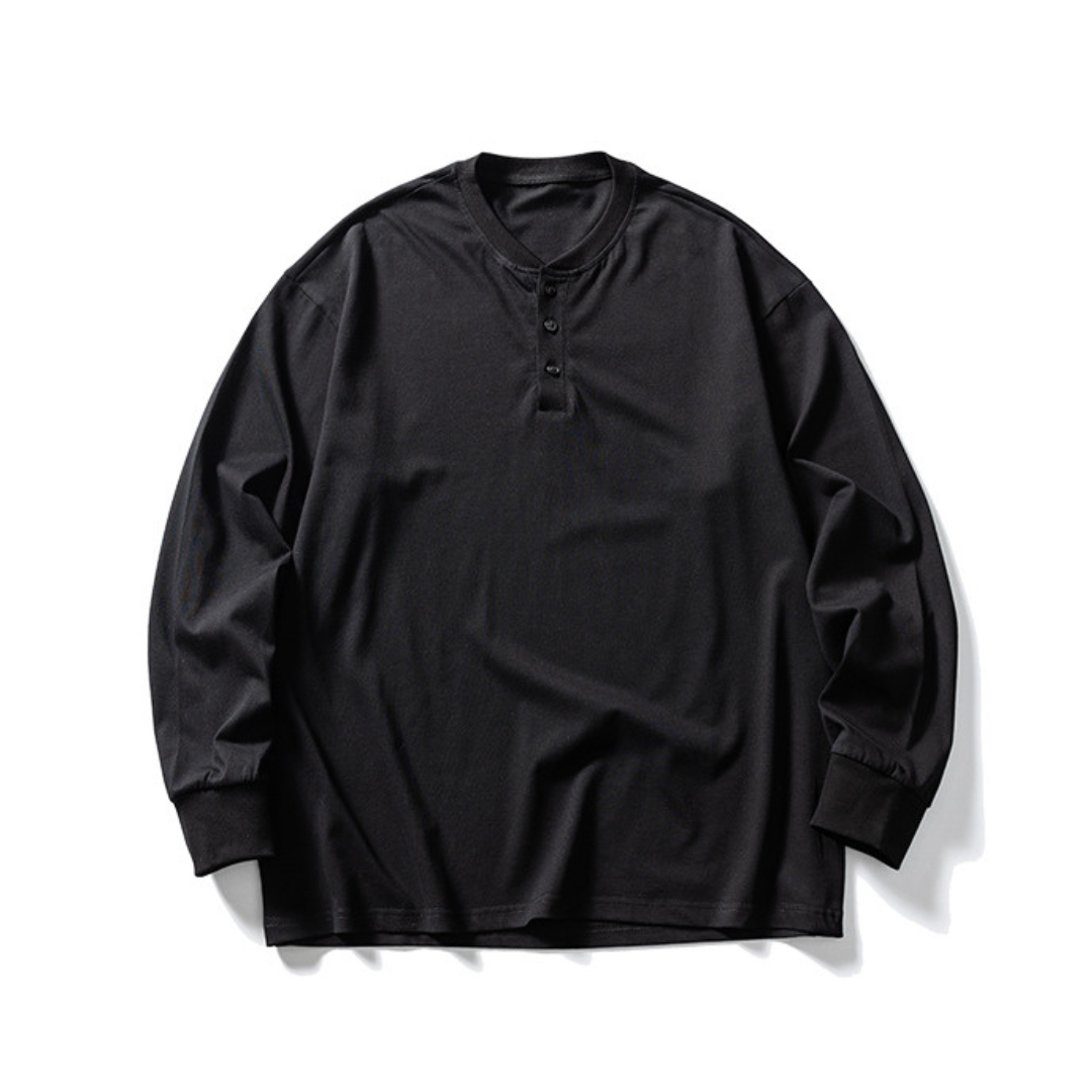 ヘンリーネック　ロングスリーブ　ワイドTシャツ　N214
