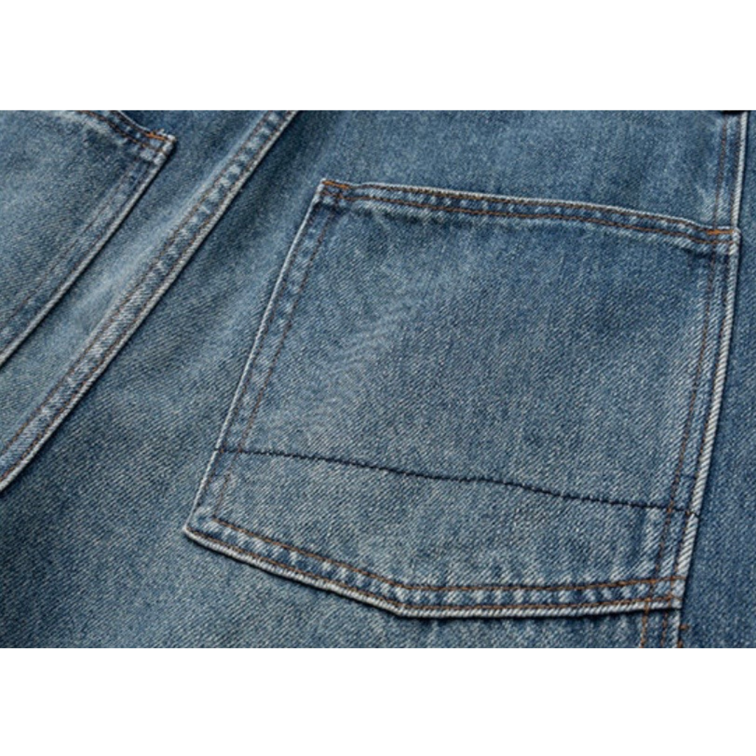 ダブルニー　ブロークンデニム　ワイドパンツ　N1245