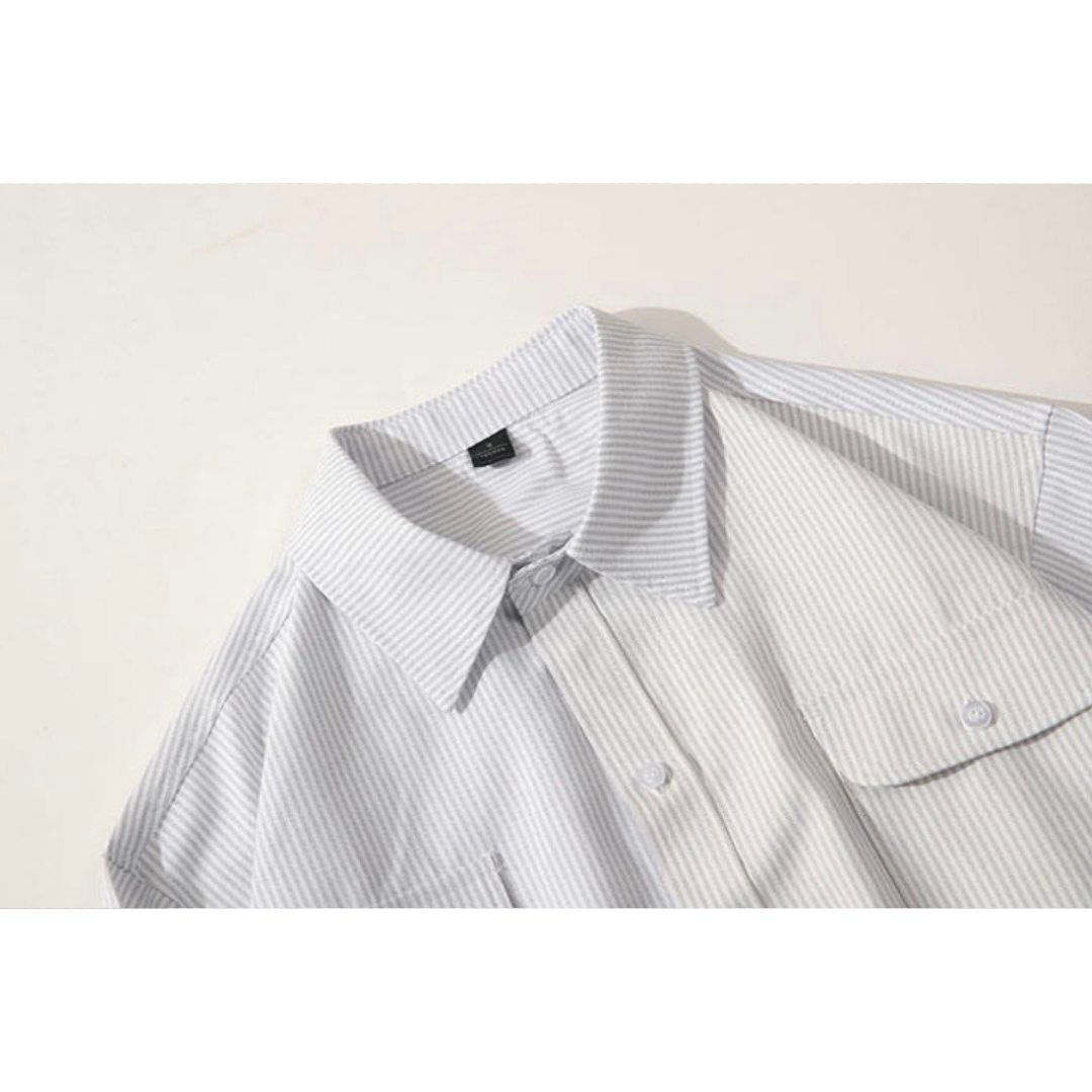 ペールストライプ　フラップポケット　シャツ　N1207
