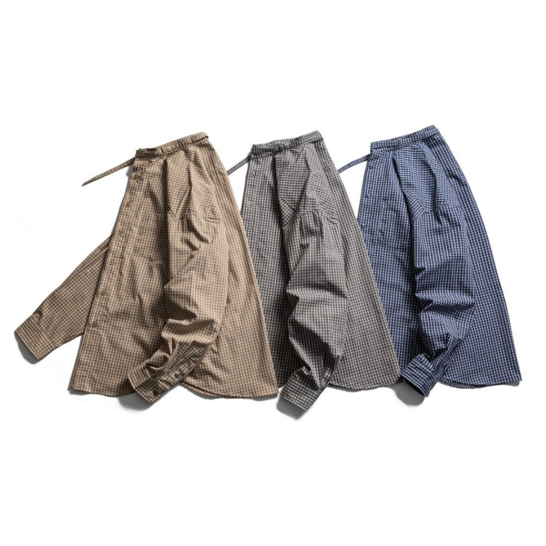 バンドカラー　グラフチェック　シャツ　N1208