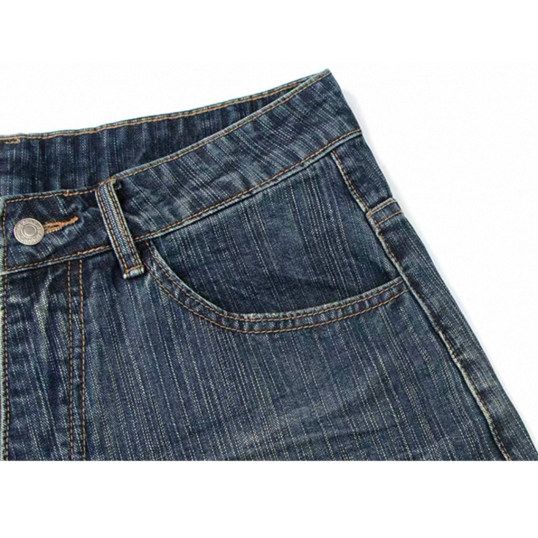ヴィンテージウォッシュデニム　ワイドクロップドパンツ　N508