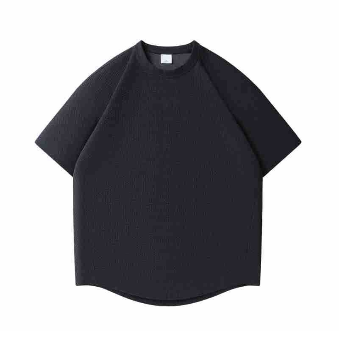 ポリエステル　ミニワッフル　ラウンドヘム　Tシャツ　N1560