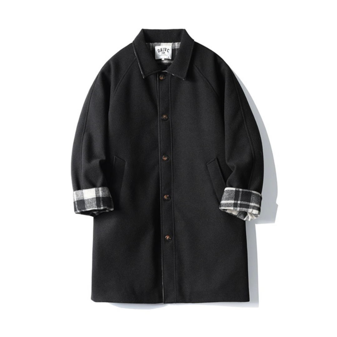 チェックコンビ　ステンカラーコート　N976