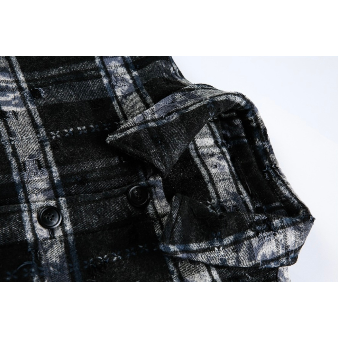 フェードダイ　チェック　シャツジャケット　N1006