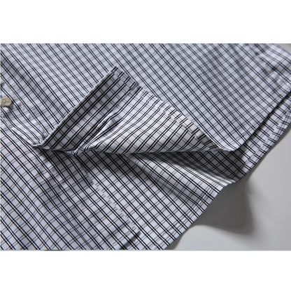 コットンナイロン　グラフチェック　フードシャツ　N1101