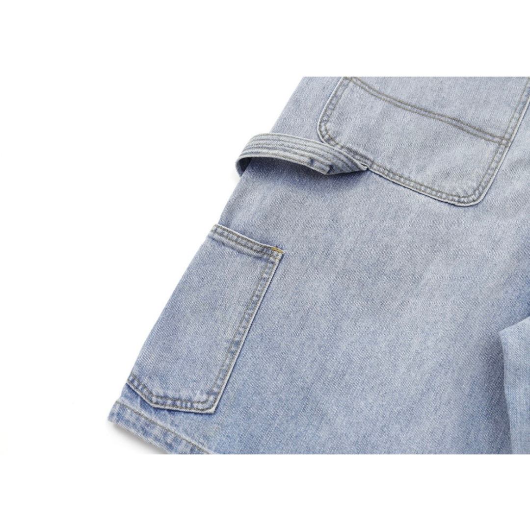 ダブルニー　デニム　ワイド　ショートパンツ　N1456