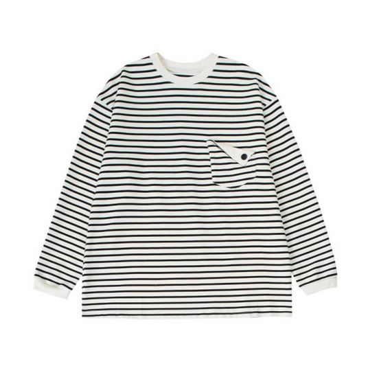 ルーズポケットボーダー　ロングスリーブ　Ｔシャツ　N382