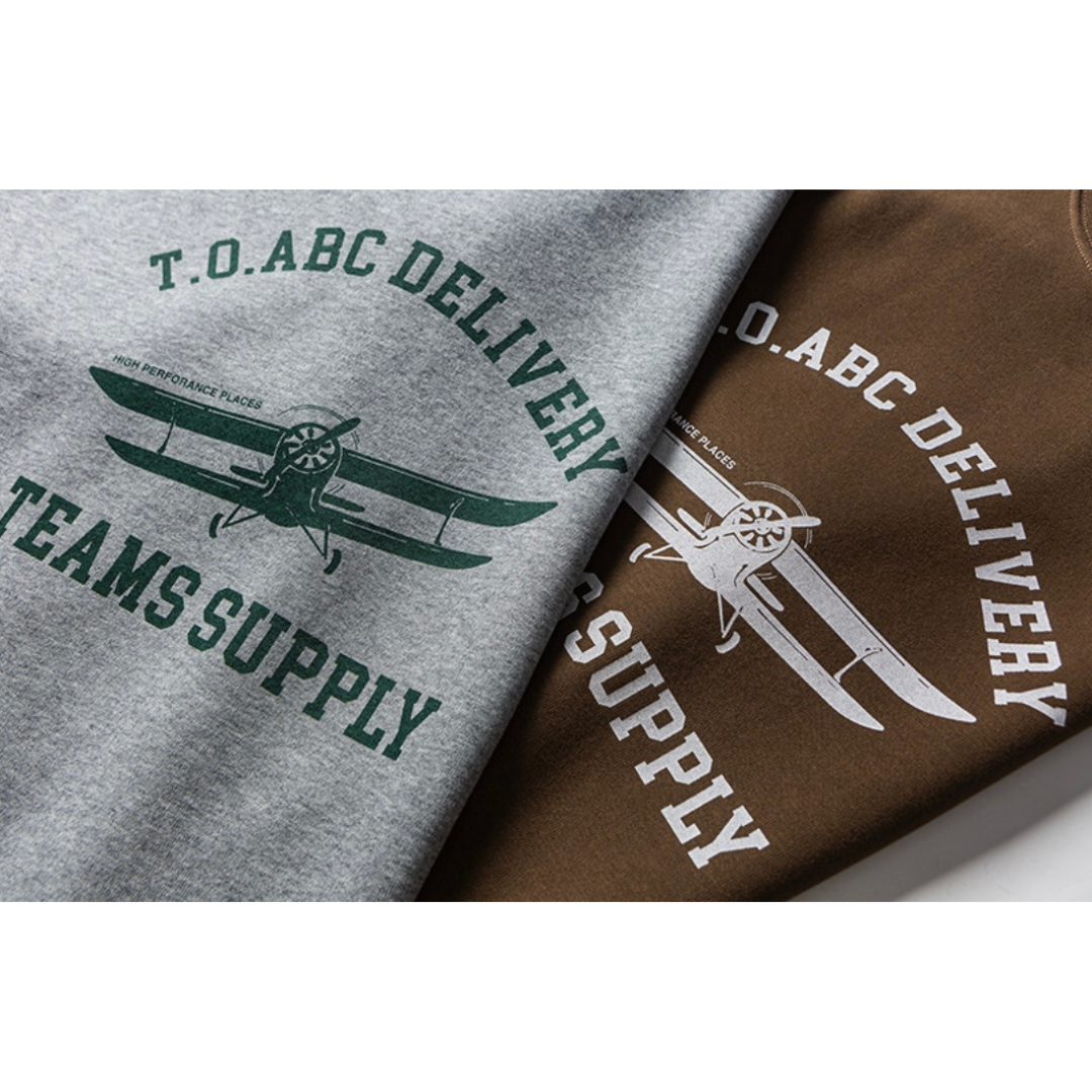 エアプレーン　プリント　クルーネックプルオーバー　N1099