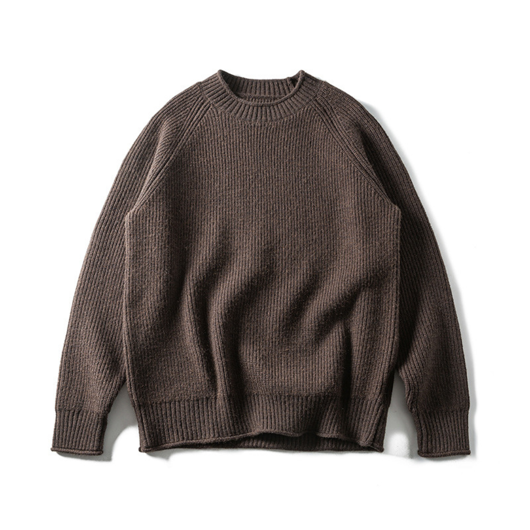 畦編み　ラグランスリーブ　クルーネックニット　N1714