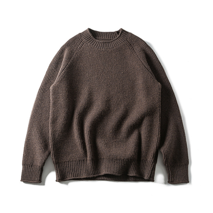 畦編み　ラグランスリーブ　クルーネックニット　N1714