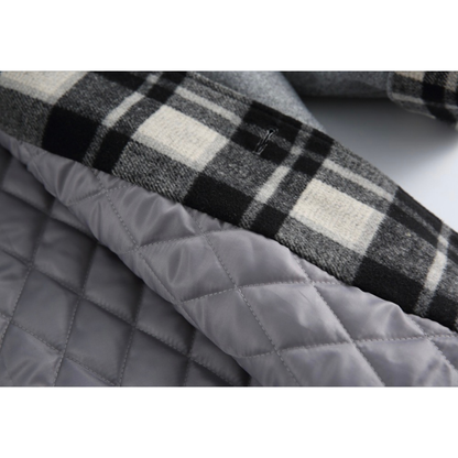 チェックコンビ　ステンカラーコート　N976