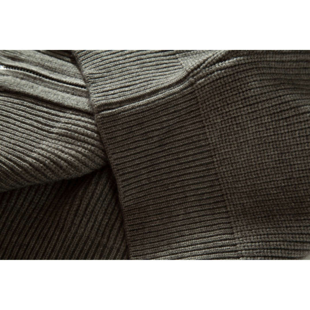 リブニット　スタンドカラー　ジップカーディガン　N891