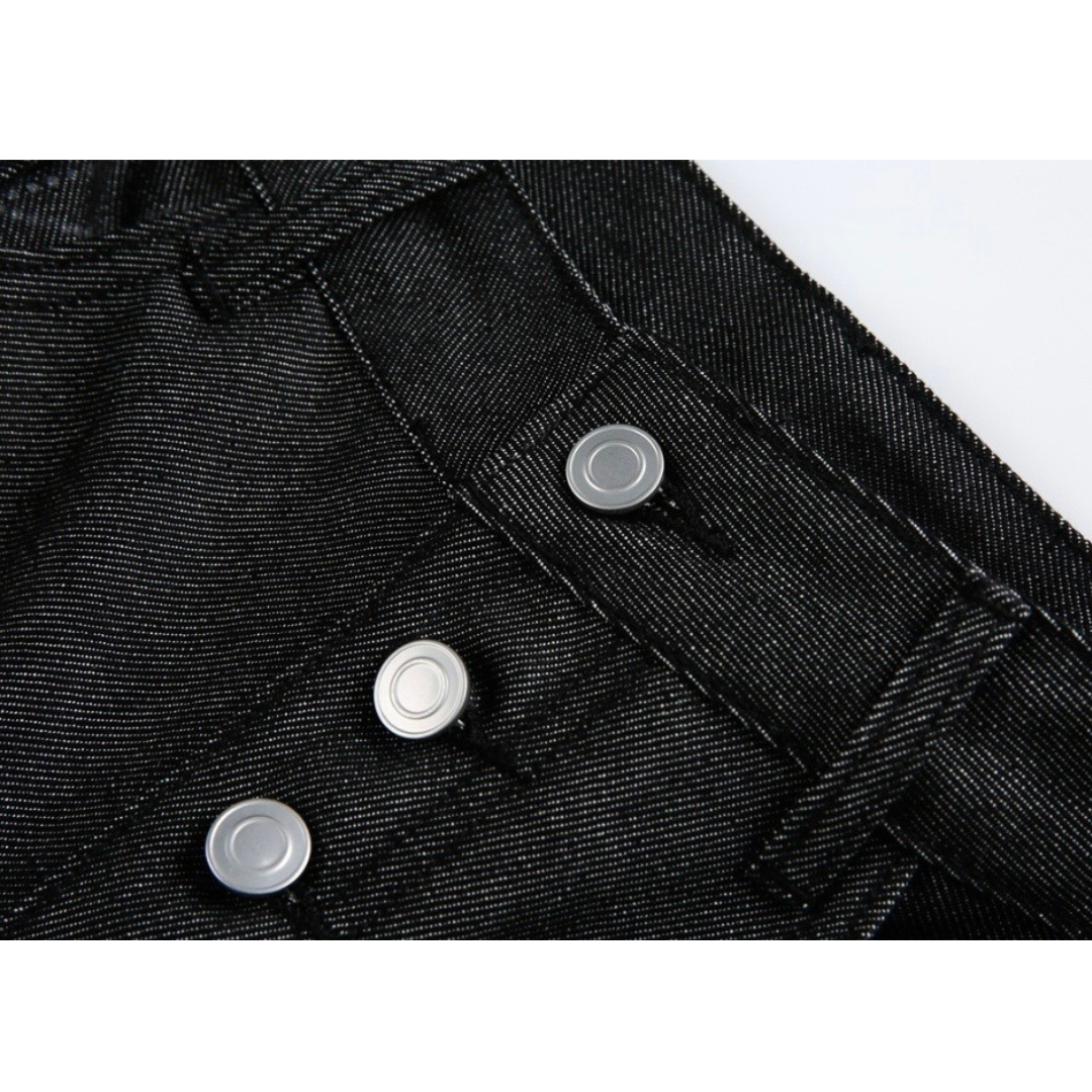 ブラックデニム　ワイドハーフパンツ　N1549