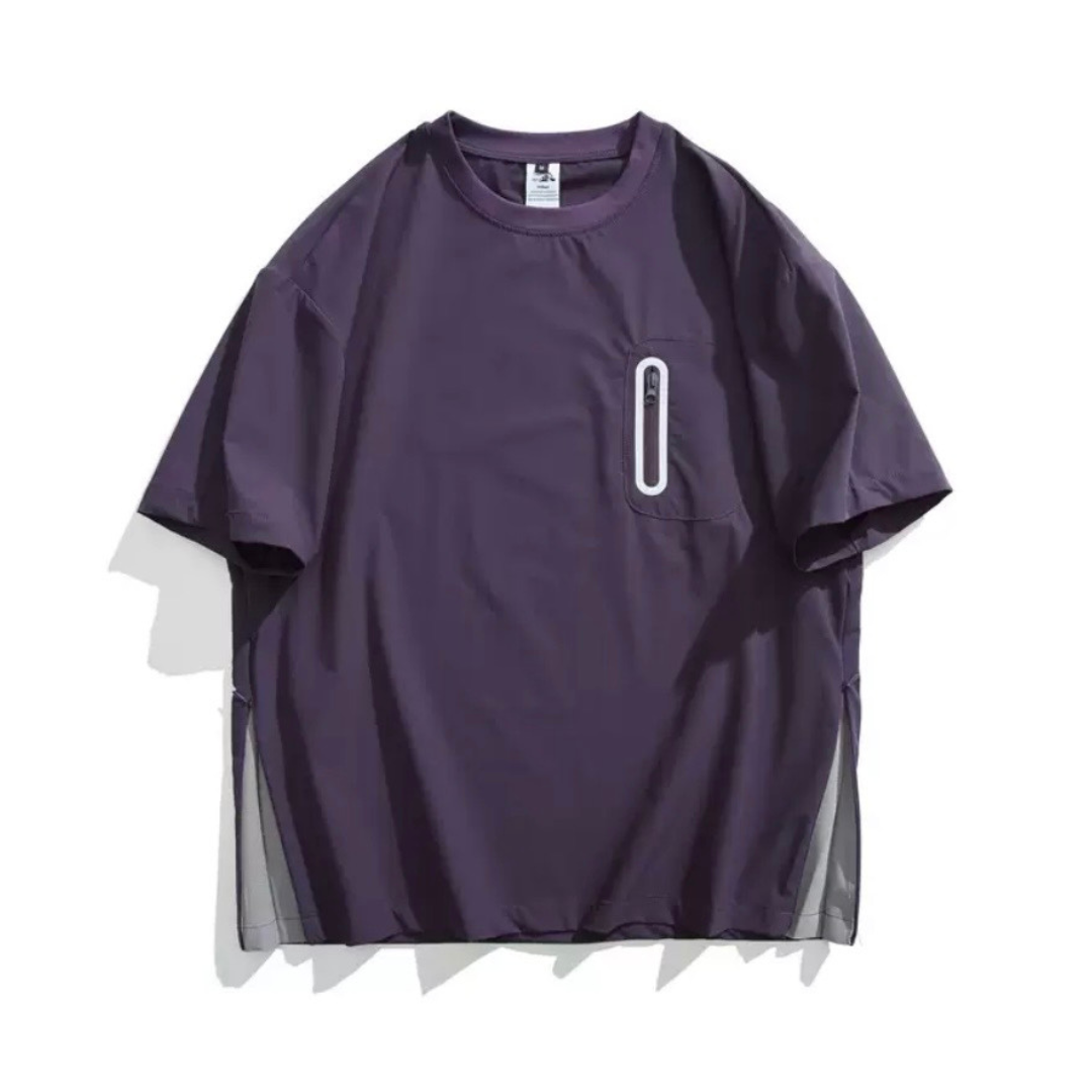 バイカラースリット　ストレッチナイロン　Tシャツ　N1582