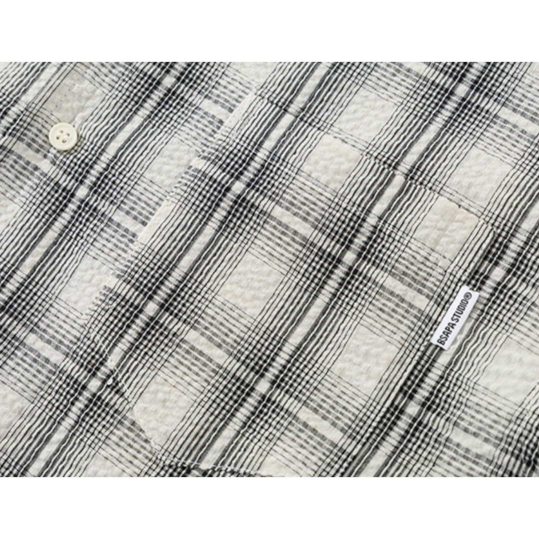 ポリコットン　オープンカラー　チェックシャツ　N612