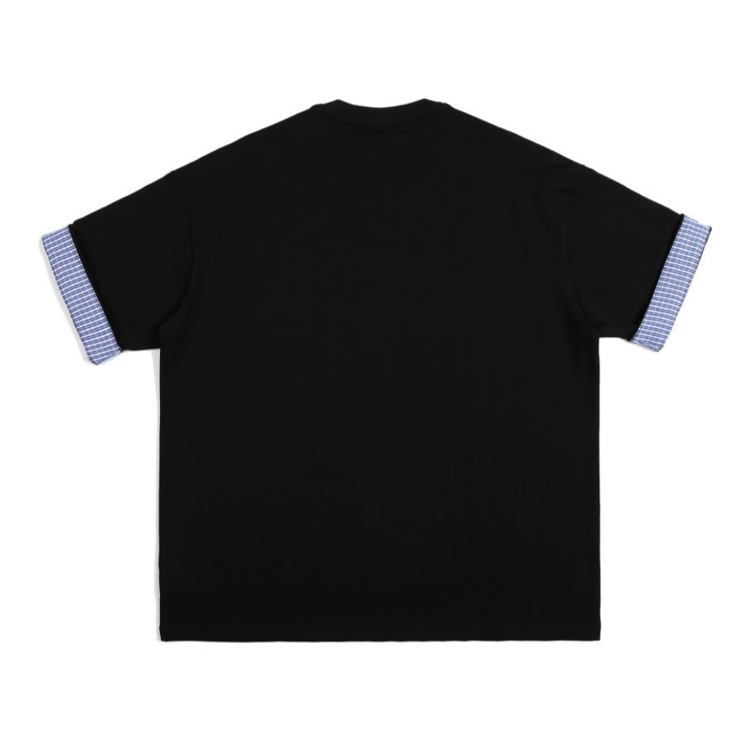 チェック　ロールアップスリーブ　Ｔシャツ　N389