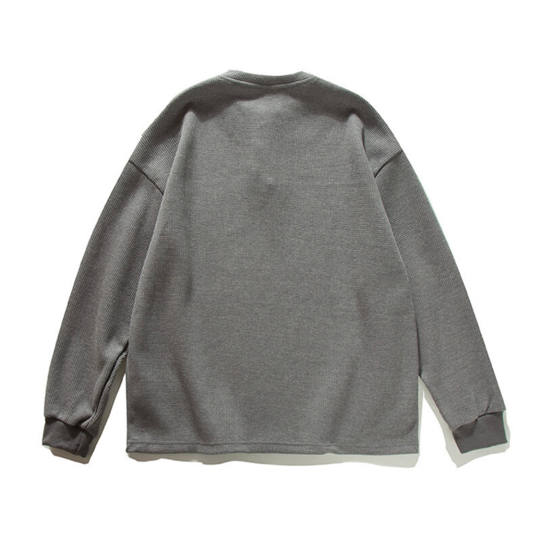 ポリコットン　ワッフル　ヘンリーネック長袖Ｔシャツ　N609