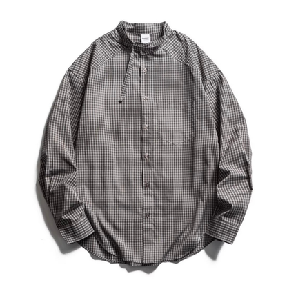バンドカラー　グラフチェック　シャツ　N1208