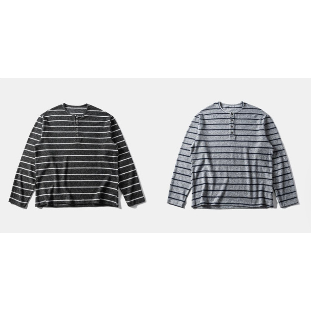 ヘンリーネック　ボーダー　長袖Ｔシャツ　N1223