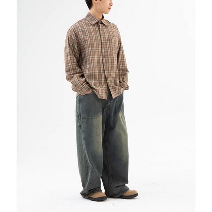 Local check long sleeve shirt N021