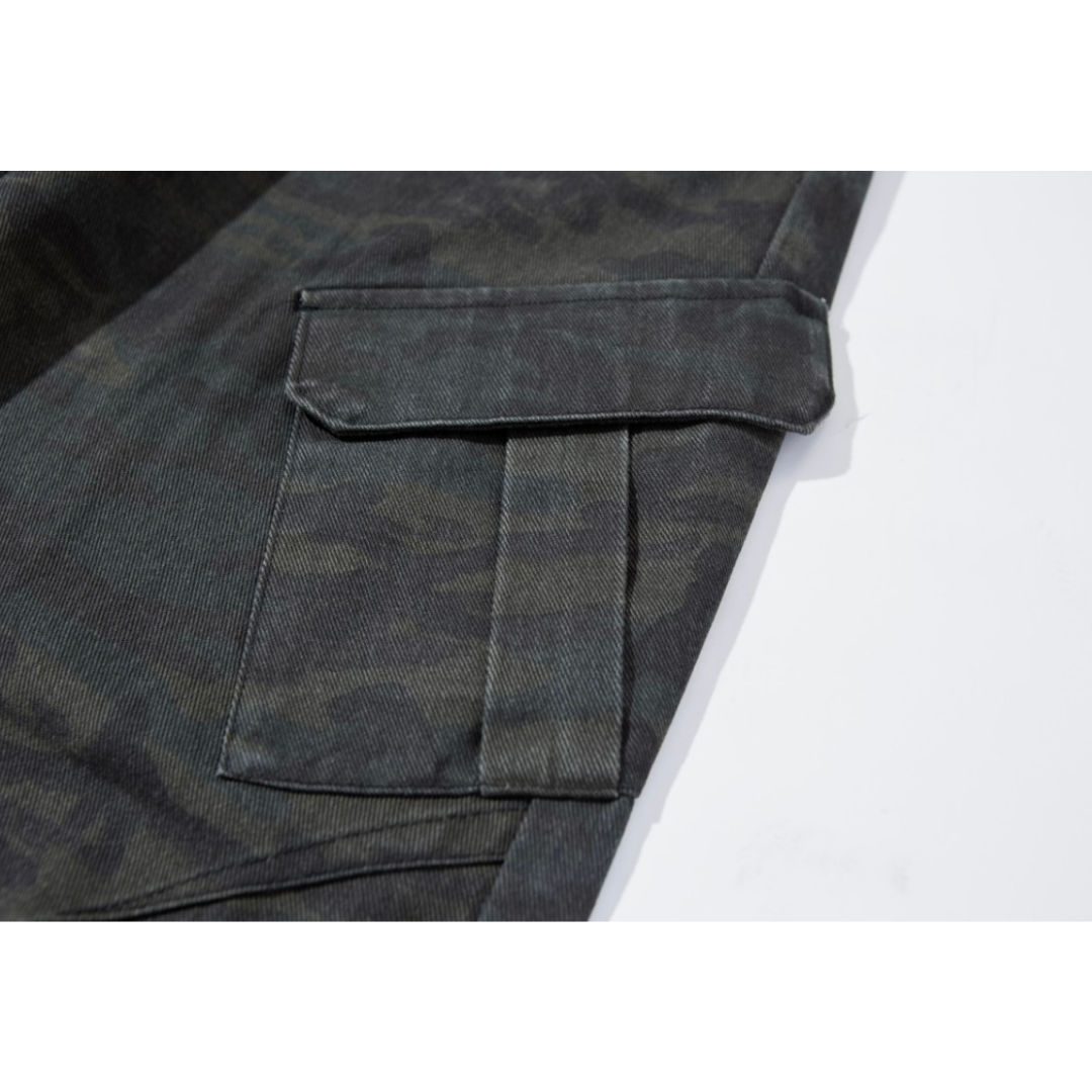 カモフラージュ　ダーティウォッシュ　ワイドパンツ　N1057