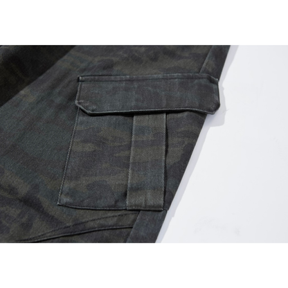 カモフラージュ　ダーティウォッシュ　ワイドパンツ　N1057