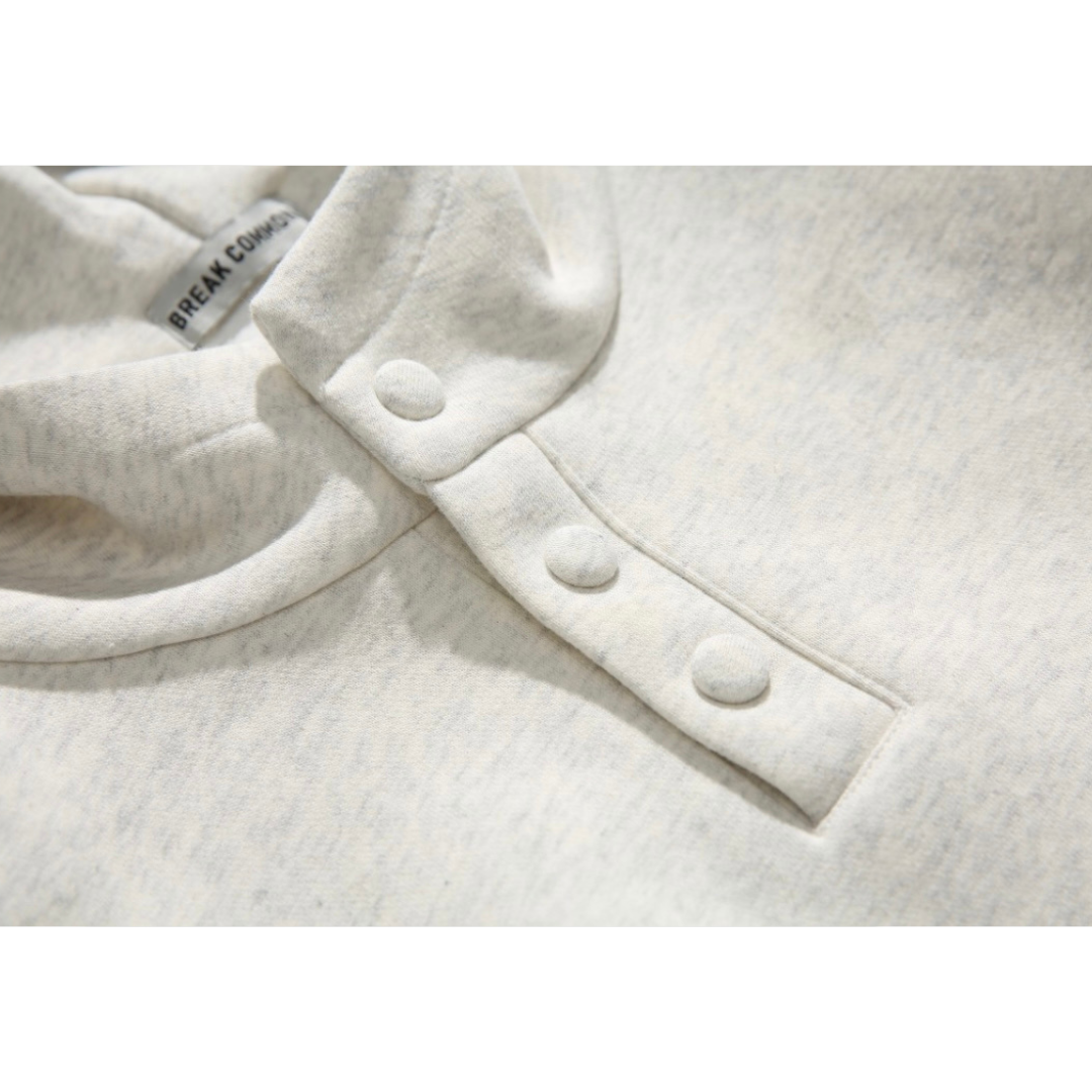 ハーフボタン　スウェット　フードプルオーバー　N1069