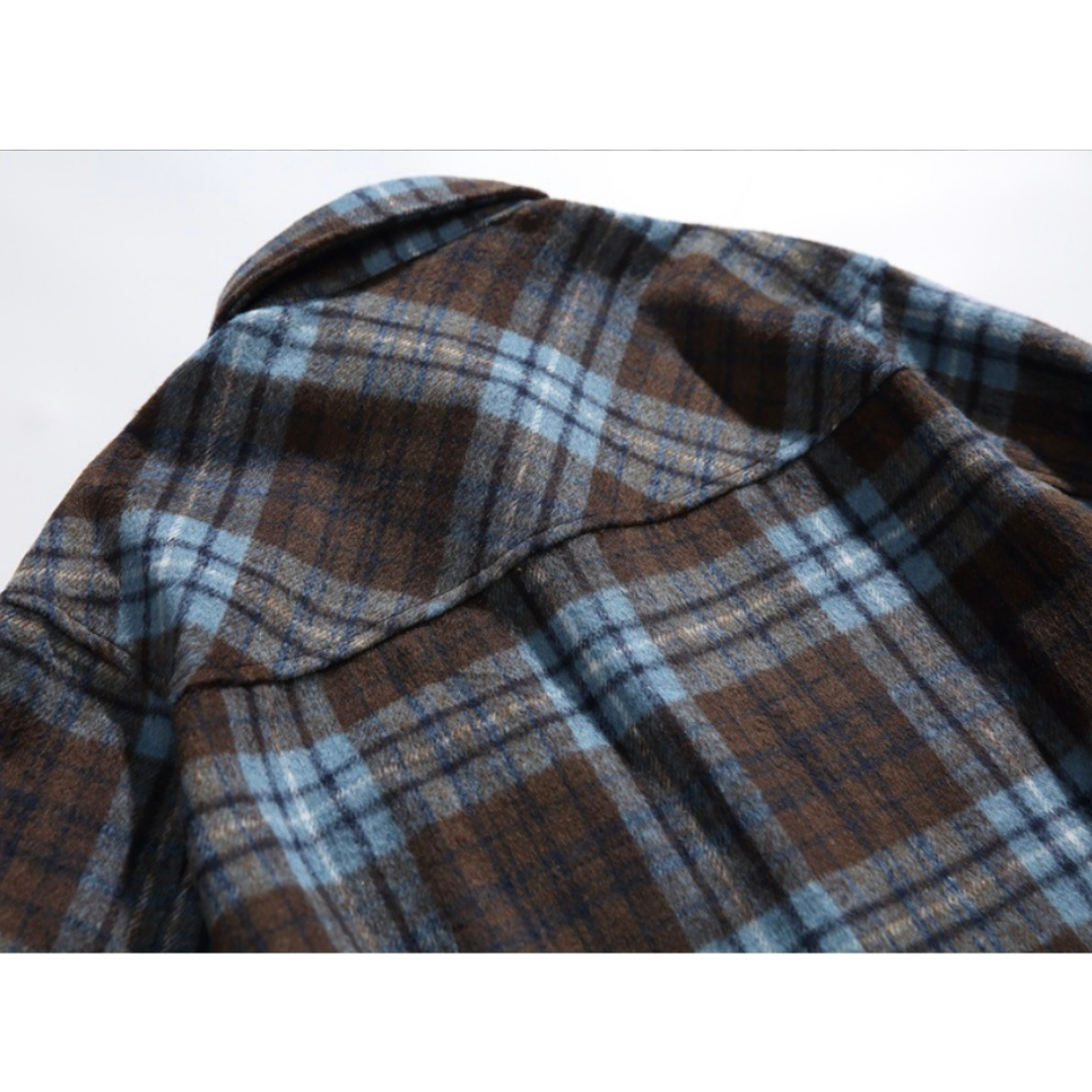 レトロチェック　起毛　シャツジャケット　N1008