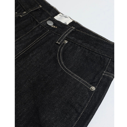 ダブルニー　ブラックデニム　ワイドストレートパンツ　N1204