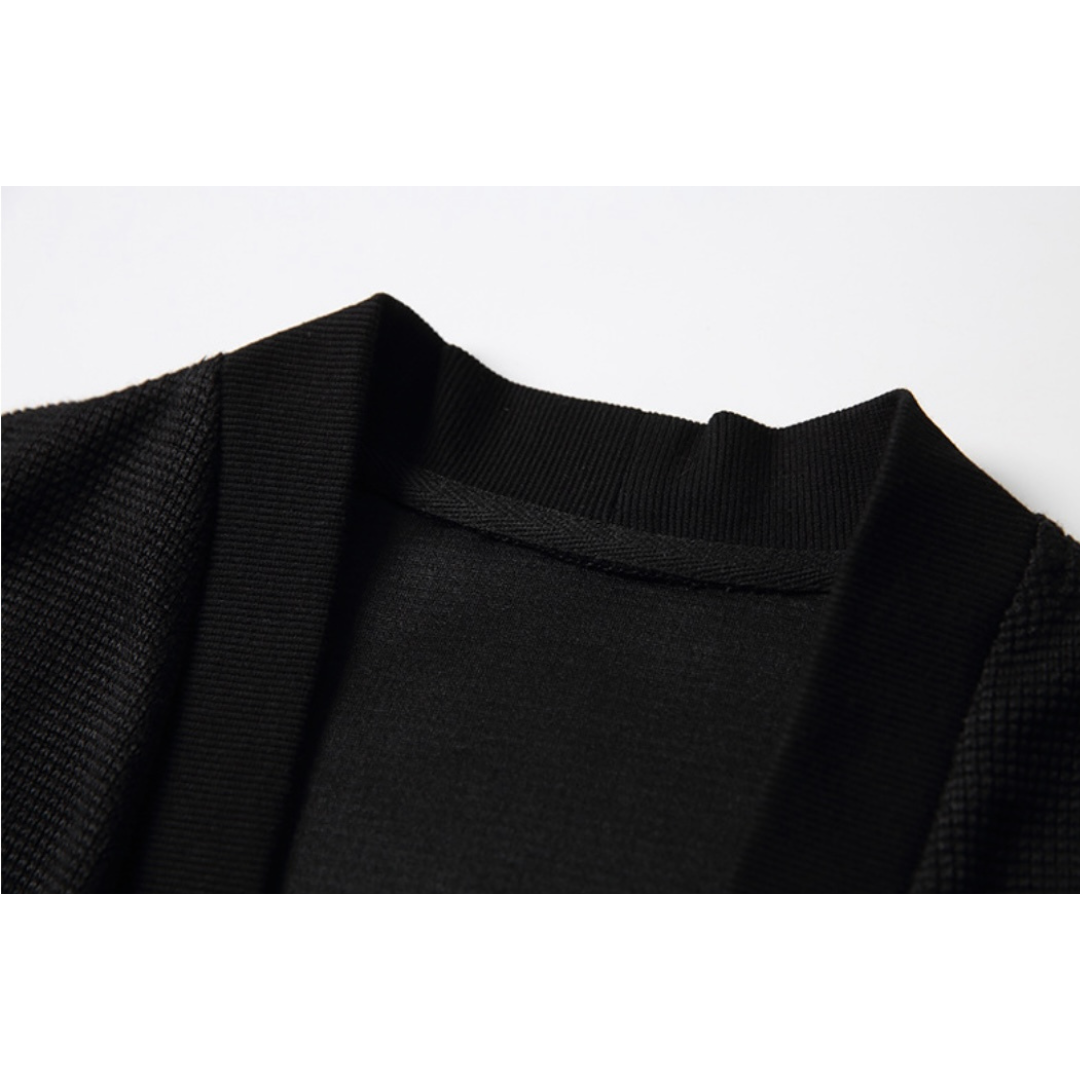 ストレッチポリエステル　ジップカーディガン　N1091