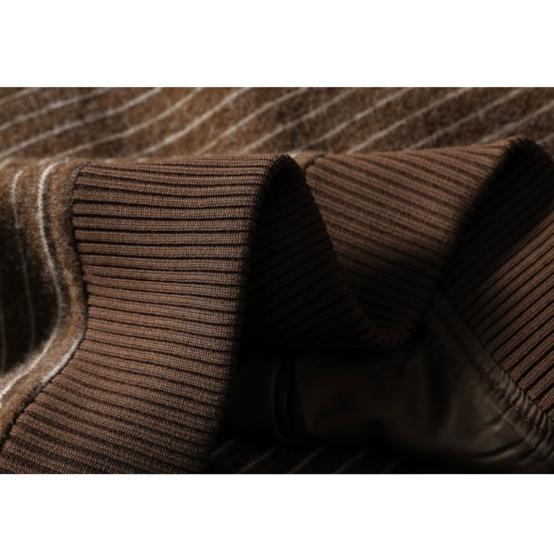 ミジンボーダー　起毛スタンドカラー　ジャケット　N1738