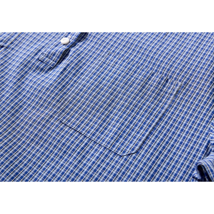 マイクロブルーチェック　プルオーバーシャツ　N1066