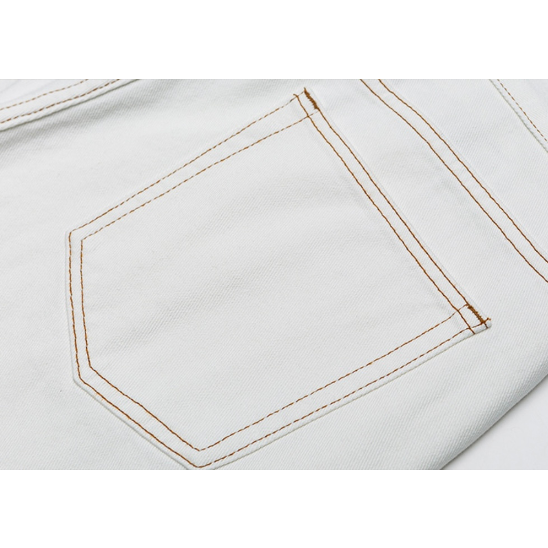 ホワイトデニム　ワイドストレートパンツ　N1098