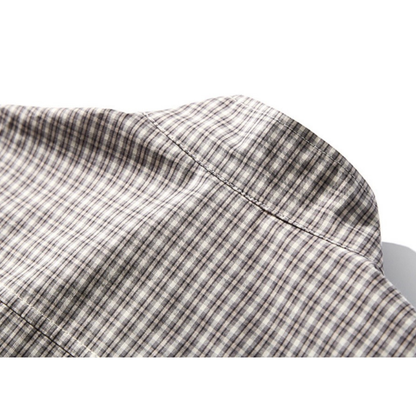 ミニマルチェック　スタンドカラーシャツ　N1145