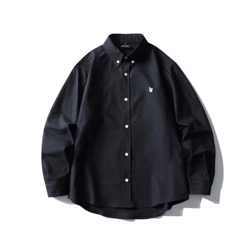 One-point embroidery broadcloth shirt N1062 ブラック