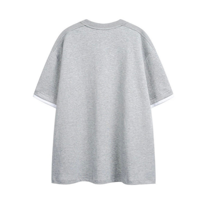 フェイクレイヤード　変形ラグランスリーブ　Tシャツ　N1551